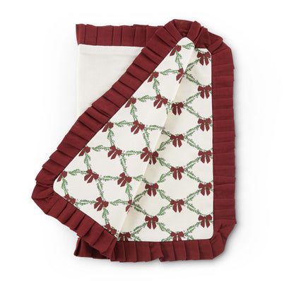 Printed Bow 100% Cotton Christmas Set of 4 Placemats - Red