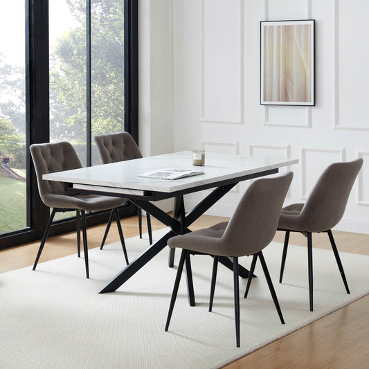 Brooke Rectangle Extendable 6-10 Seater Dining Table - Stone/Black