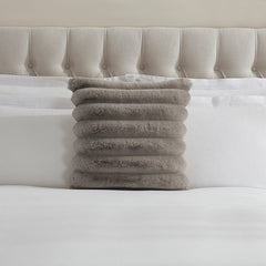 Ribbed Faux Fur Cushion Cover - Taupe