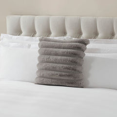Ribbed Faux Fur Cushion Cover - Taupe