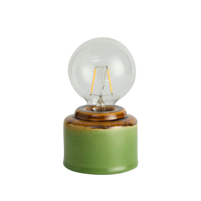 Robin Reactive Glaze Ceramic Bulb Table Lamp - Green/Brown