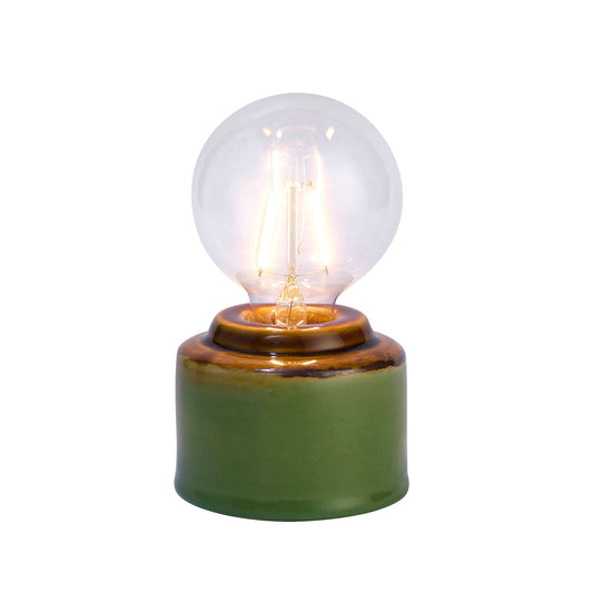 Robin Reactive Glaze Ceramic Bulb Table Lamp - Green/Brown