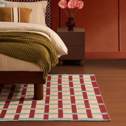 Rory Contrast Checkerboard Rug - Blue