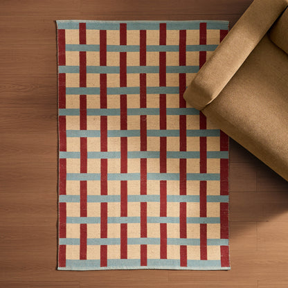 Rory Contrast Checkerboard Rug - Blue