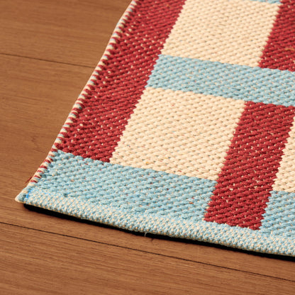 Rory Contrast Checkerboard Rug - Blue