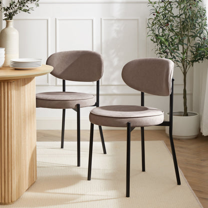 Mia Set of 2 Dining Chairs - Matte Velvet - Sand