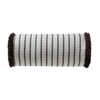 Scheana Cotton Jacquard Checkerboard Tufted Sofa Bolster - Brown