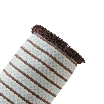 Scheana Cotton Jacquard Checkerboard Tufted Sofa Bolster - Brown
