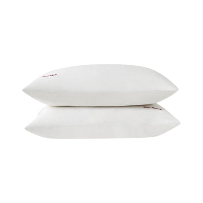 Pair of 200 Thread Count Slogan Embroidered Pillowcases - White