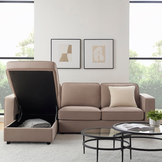 Soho Left Hand Chaise Storage Sofa - Sand