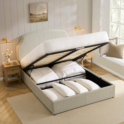 Surrey Ottoman Storage Bed - Sage Stripe