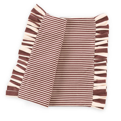 Tabitha Striped Frill Edge Table Runner - Pink