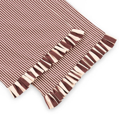 Tabitha Striped Frill Edge Table Runner - Pink