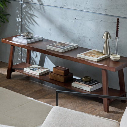 Eliza Wooden Shelf Bench - Walnut