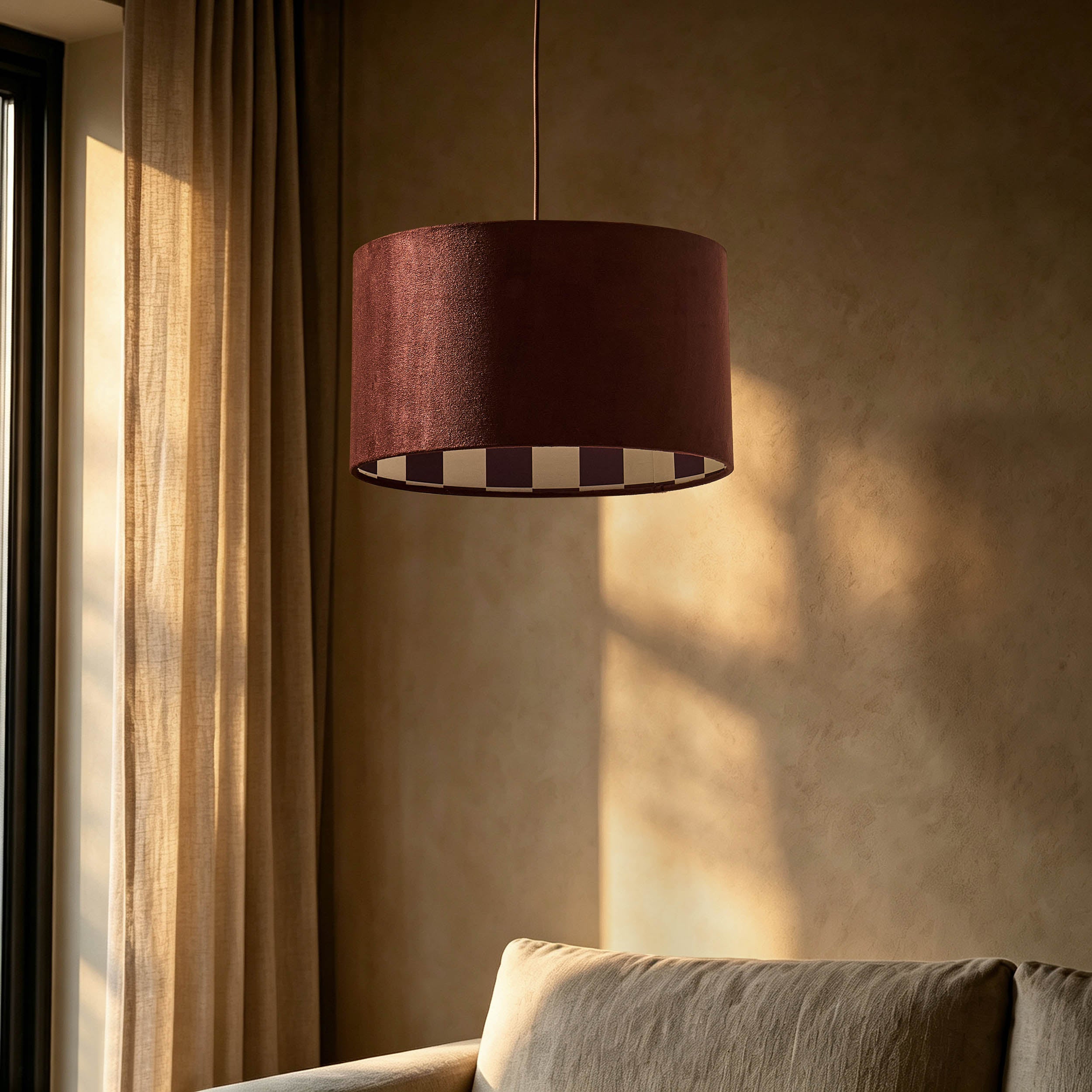 Vikki Velvet Checkerboard Ceiling Shade - Brown