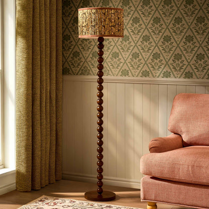 William Pleated Traditional Pattern Floor Shade - Green