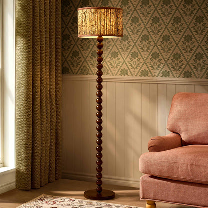 William Pleated Traditional Pattern Floor Shade - Green