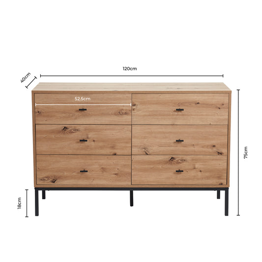 Willow 6 Drawer Chest - Oak Effect