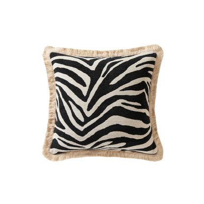 Zebra Jacquard Cushion Cover - Black
