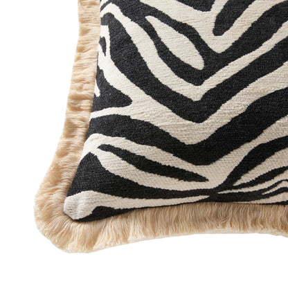 Zebra Jacquard Cushion Cover - Black