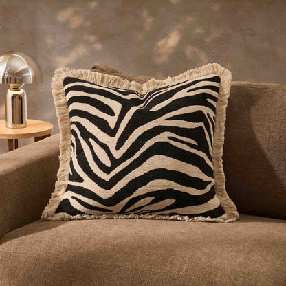 Zebra Jacquard Sofa Cushion Cover - Black