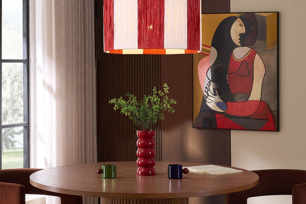 Abi Raffia Stripe Ceiling Shade - Red - DUSK