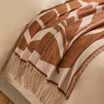 Abstract Floral Throw - Burnt Orange - DUSK