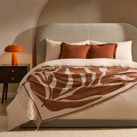 Abstract Floral Throw - Burnt Orange - DUSK