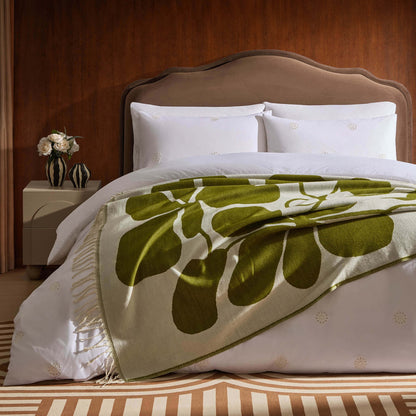 Abstract Floral Throw - Green/ Natural - DUSK