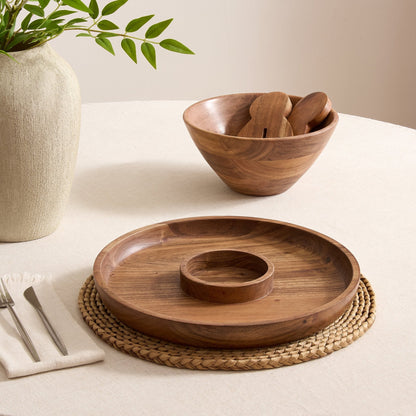 Acacia Chip & Dip Serving Bowl - Natural - DUSK