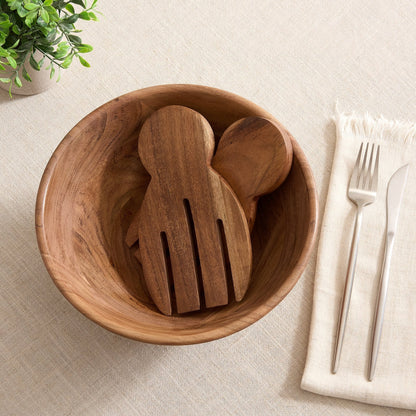 Acacia Salad Bowl with Servers - Natural - DUSK