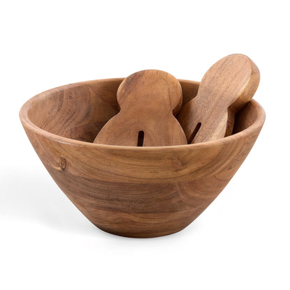 Acacia Salad Bowl with Servers - Natural - DUSK