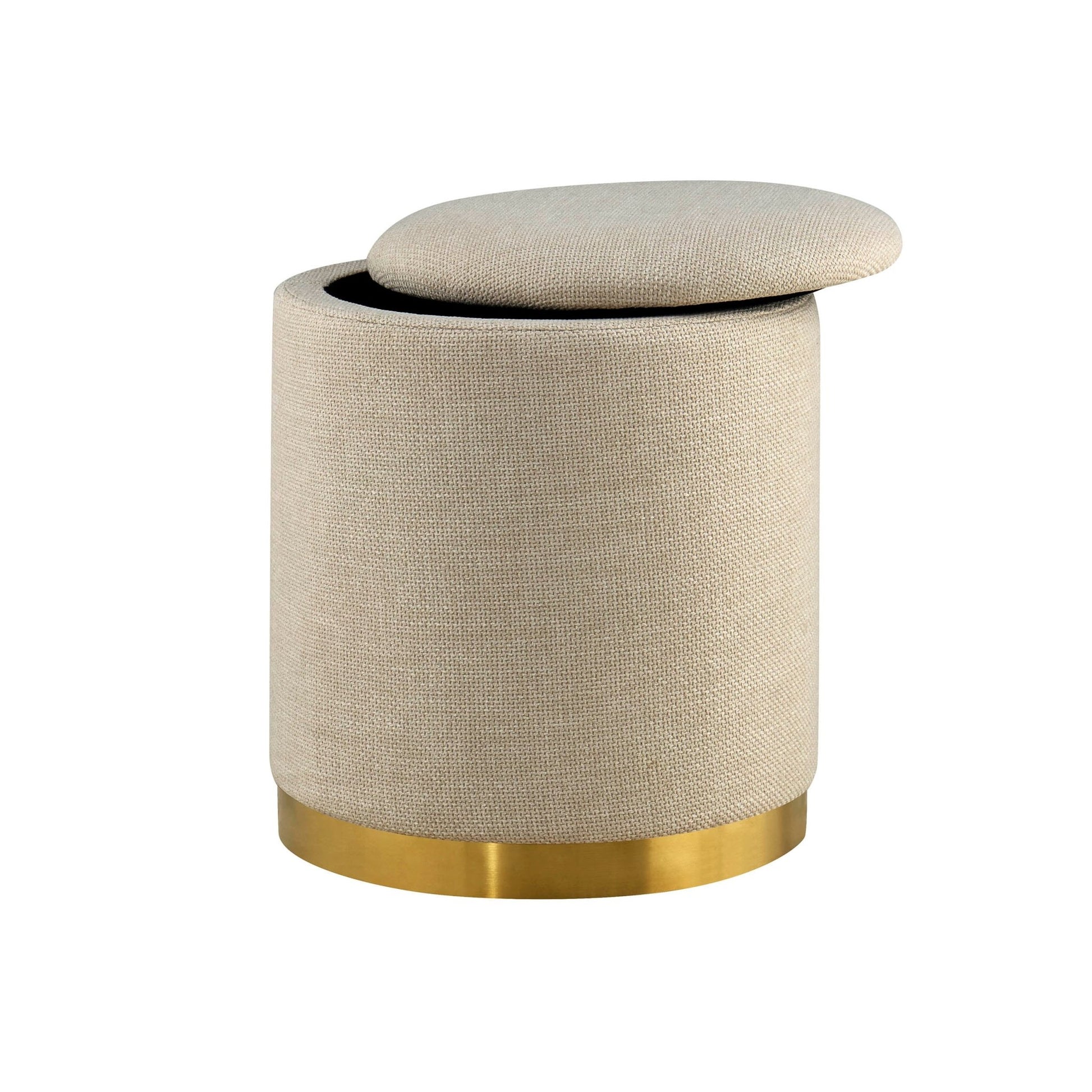 Adelaide Gold Base Storage Stool - Beige - DUSK