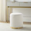 Adelaide Gold Base Storage Stool - Boucle Ivory - DUSK