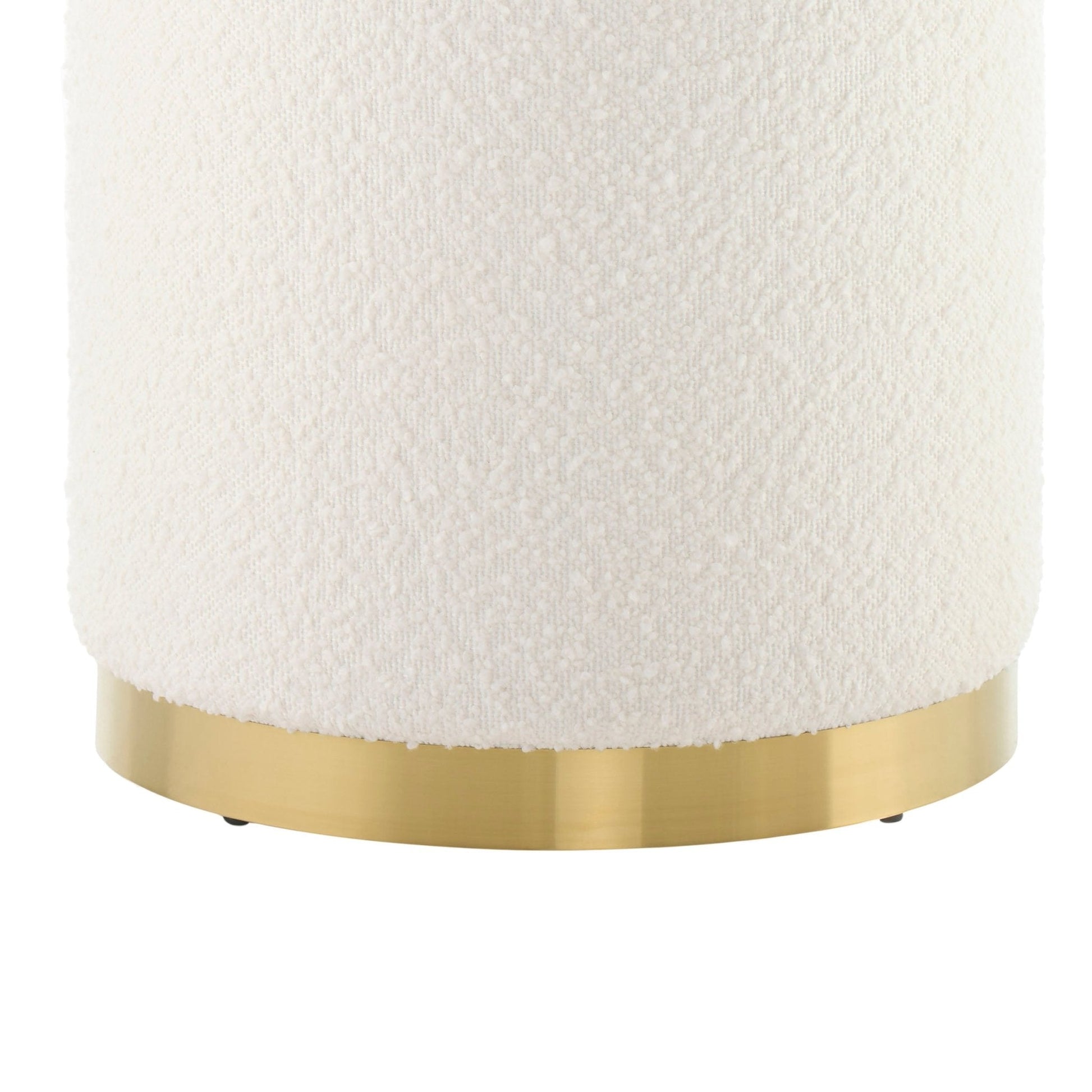 Adelaide Gold Base Storage Stool - Boucle Ivory - DUSK