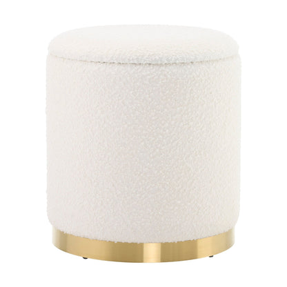 Adelaide Gold Base Storage Stool - Boucle Ivory - DUSK