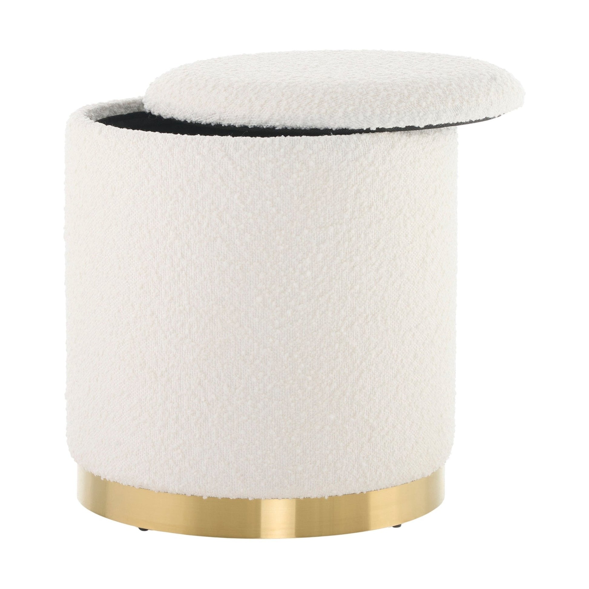 Adelaide Gold Base Storage Stool - Boucle Ivory - DUSK