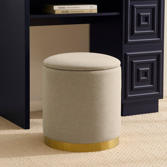 Adelaide Gold Base Storage Stool - Oatmeal - DUSK