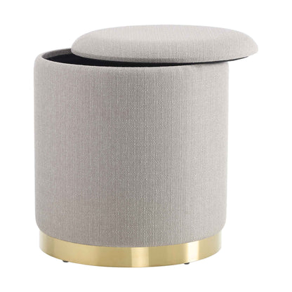 Adelaide Gold Base Storage Stool - Stone Grey - DUSK