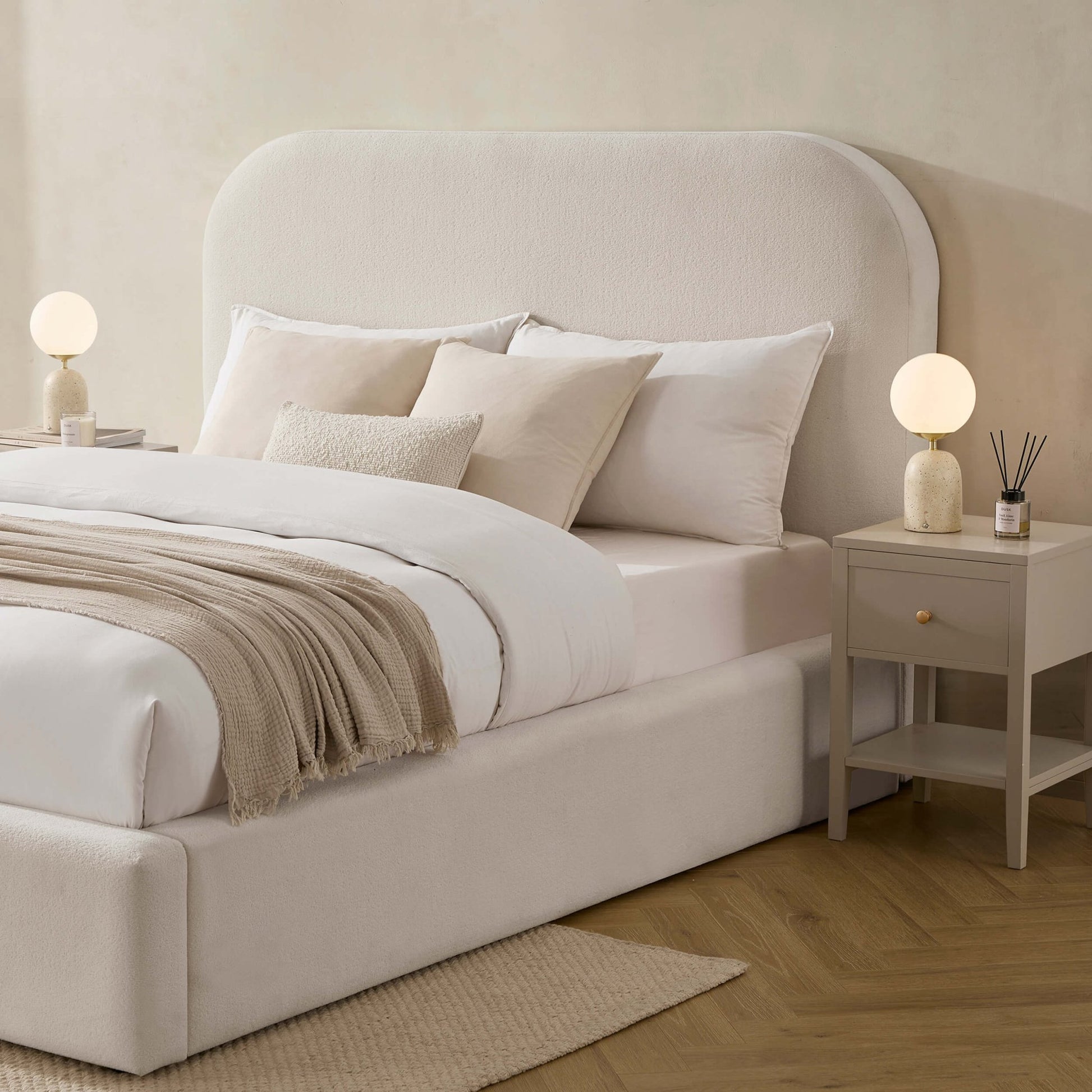 Aintree Ottoman Storage Bed - Teddy Cream - DUSK