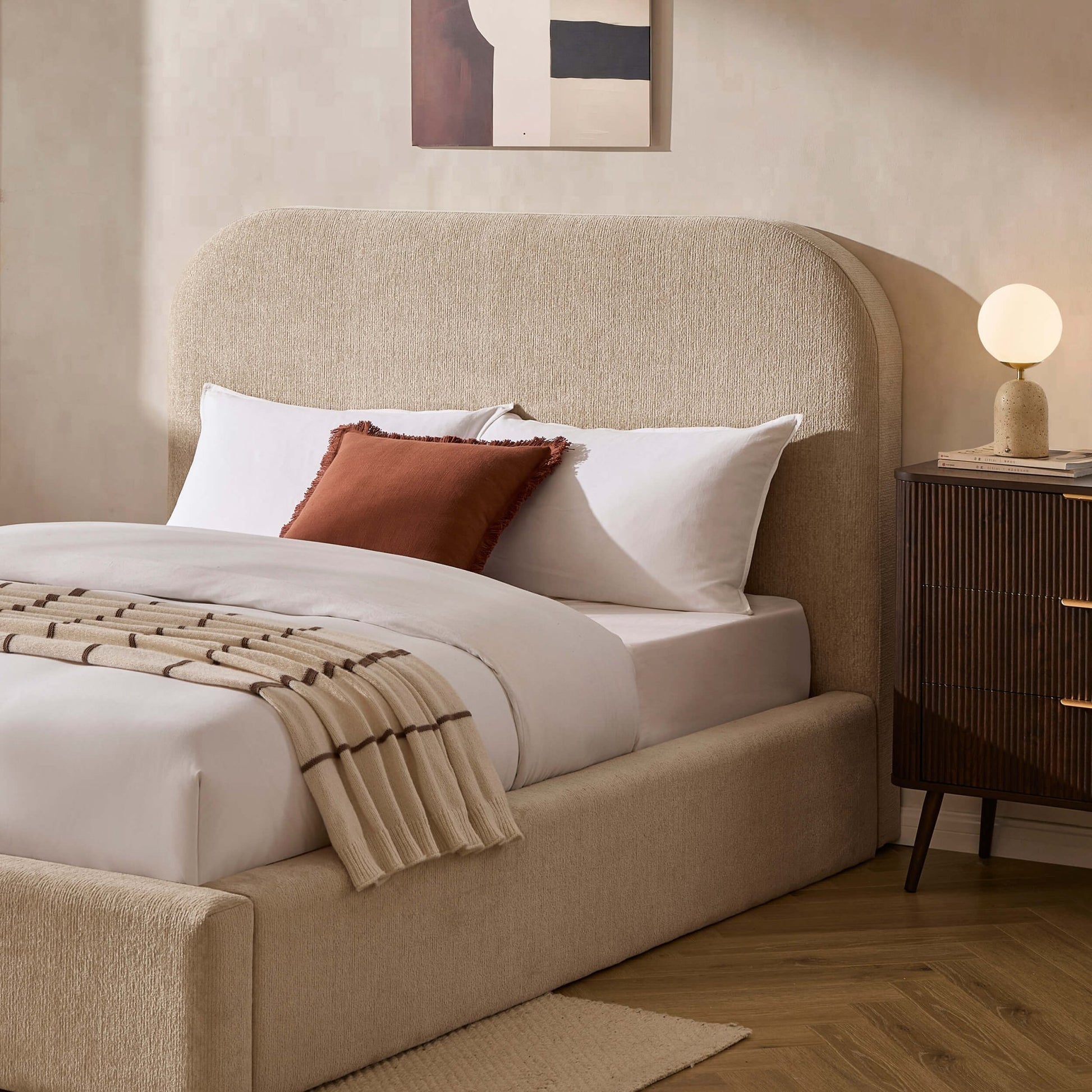 Aintree Ottoman Storage Bed - Textured Oatmeal - DUSK