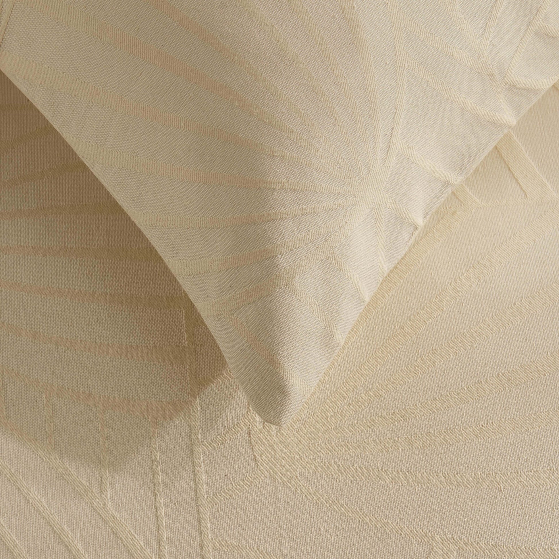 Alanna Linen Look Jacquard 100% Cotton Duvet Cover & Pillowcase Set - Natural - DUSK