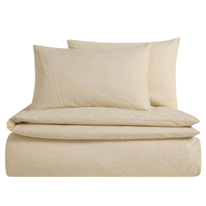 Alanna Linen Look Jacquard 100% Cotton Duvet Cover & Pillowcase Set - Natural - DUSK