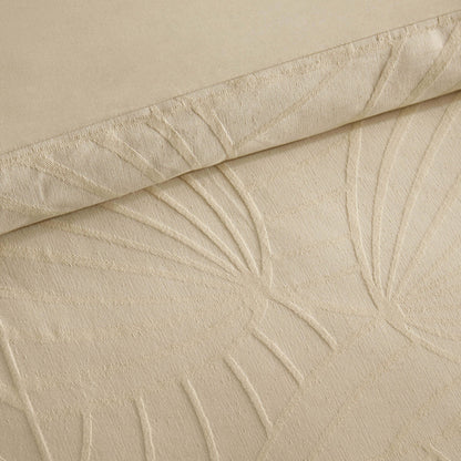 Alanna Linen Look Jacquard 100% Cotton Duvet Cover & Pillowcase Set - Natural - DUSK