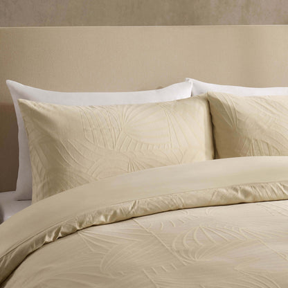 Alanna Linen Look Jacquard 100% Cotton Duvet Cover & Pillowcase Set - Natural - DUSK