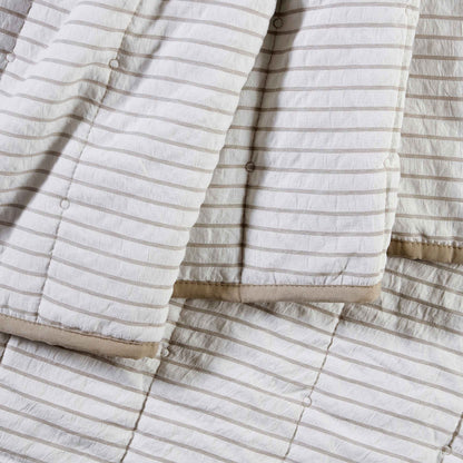 Albi Stripe Seersucker Bedspread - Natural/White - DUSK