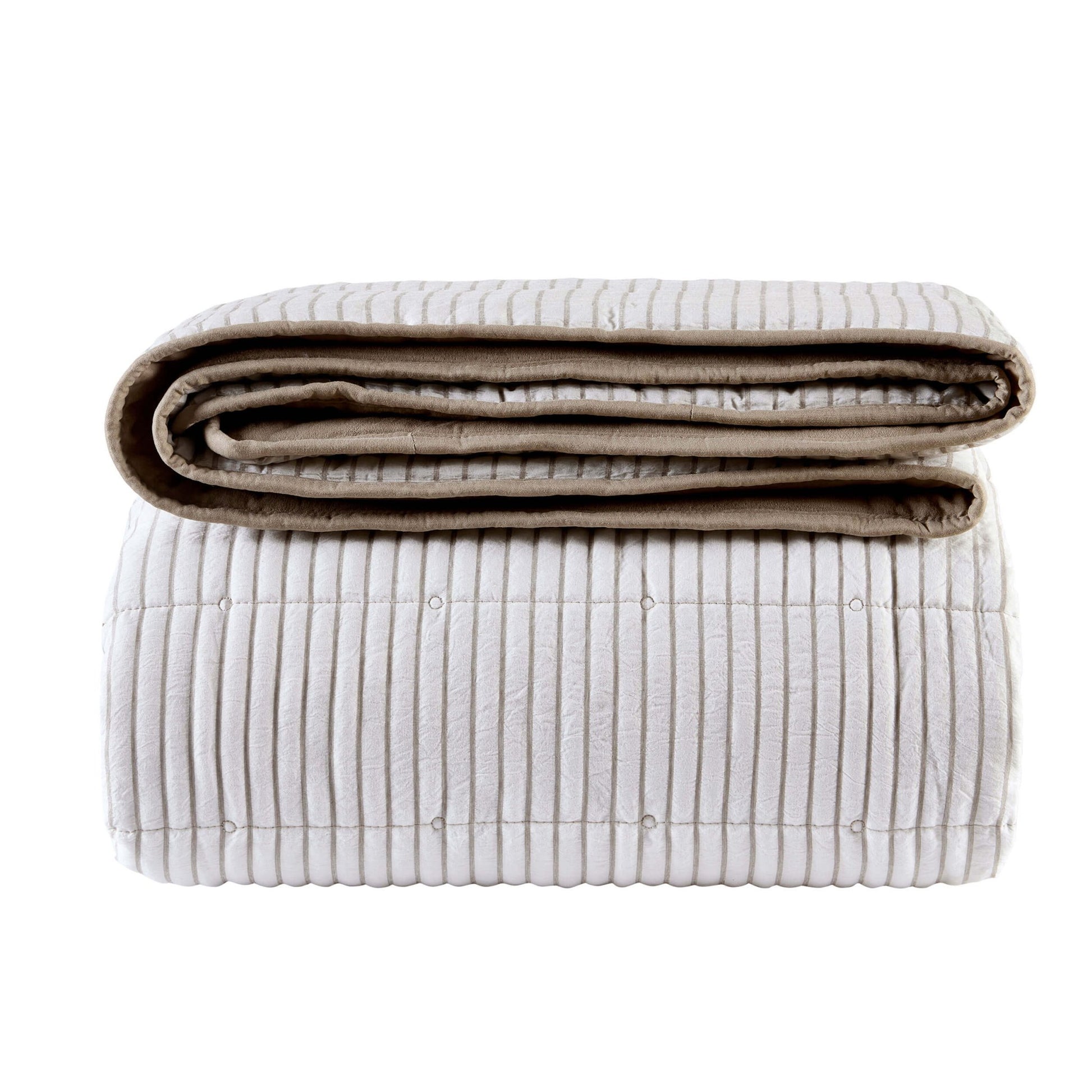 Albi Stripe Seersucker Bedspread - Natural/White - DUSK