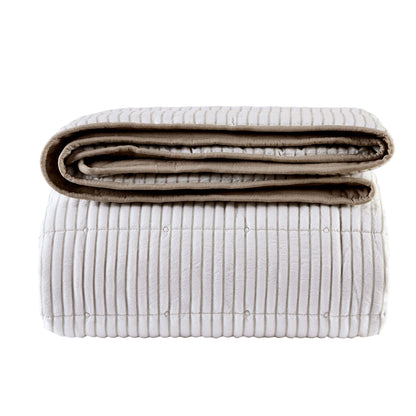Albi Stripe Seersucker Bedspread - Natural/White - DUSK