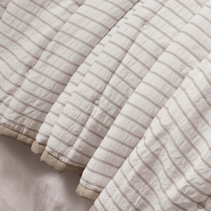 Albi Stripe Seersucker Bedspread - Natural/White - DUSK