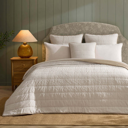 Albi Stripe Seersucker Bedspread - Natural/White - DUSK